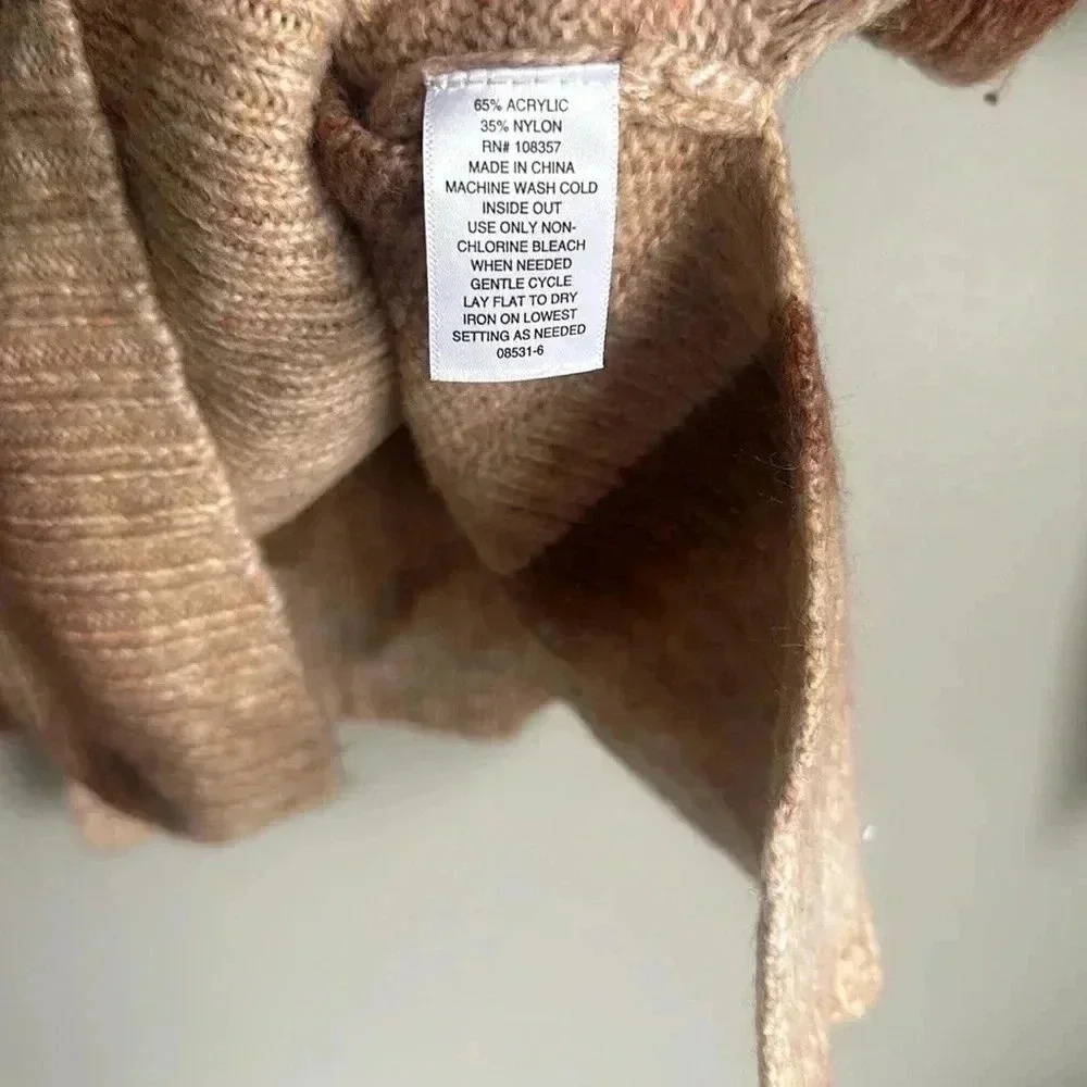 a.n.a Ombre V-Neck Sweater Neutral Brown Tan Cozy Knit Boho Fall Layering XS NWT - Picture 6 of 7